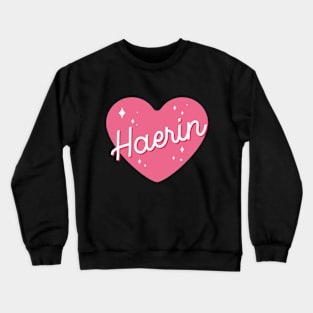 Newjeans new jeans Haerin name typography pink heart Crewneck Sweatshirt